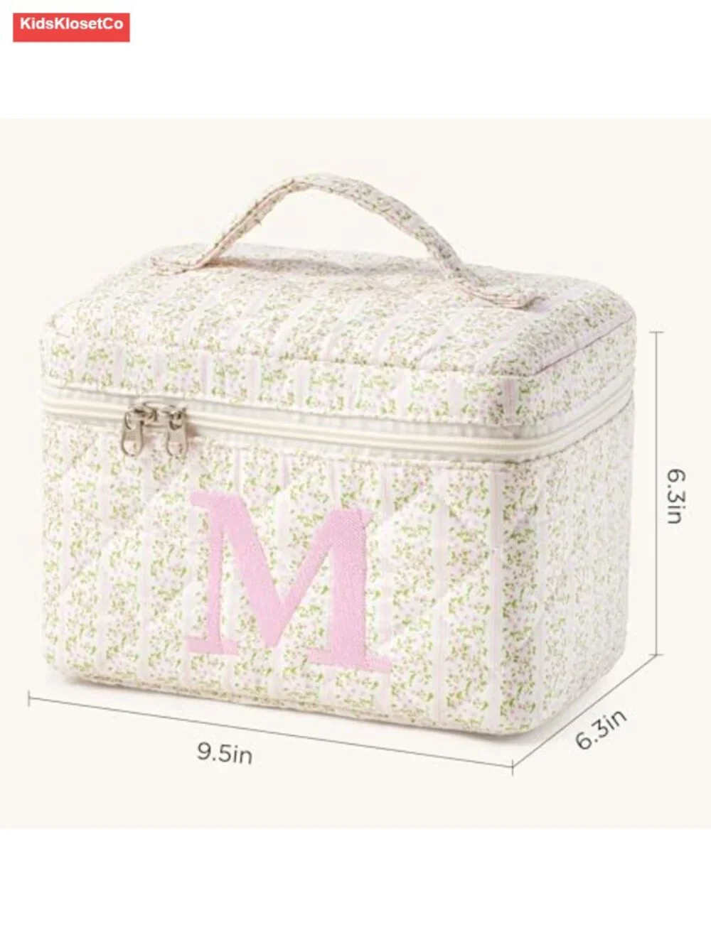 Quilted Cotton Personalized Initial Makeup Bag